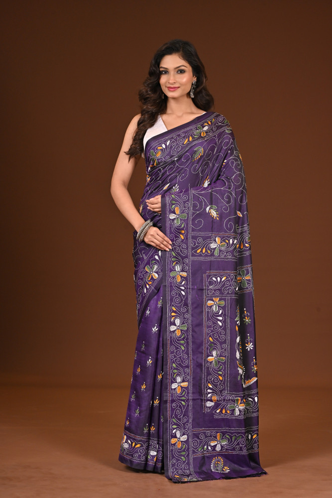 Image of BELENDED SILK KANTHA SAREE