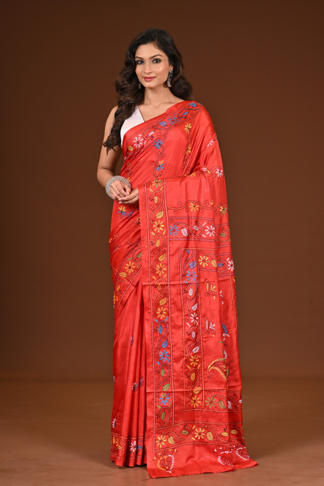 Image of BELENDED SILK KANTHA SAREE