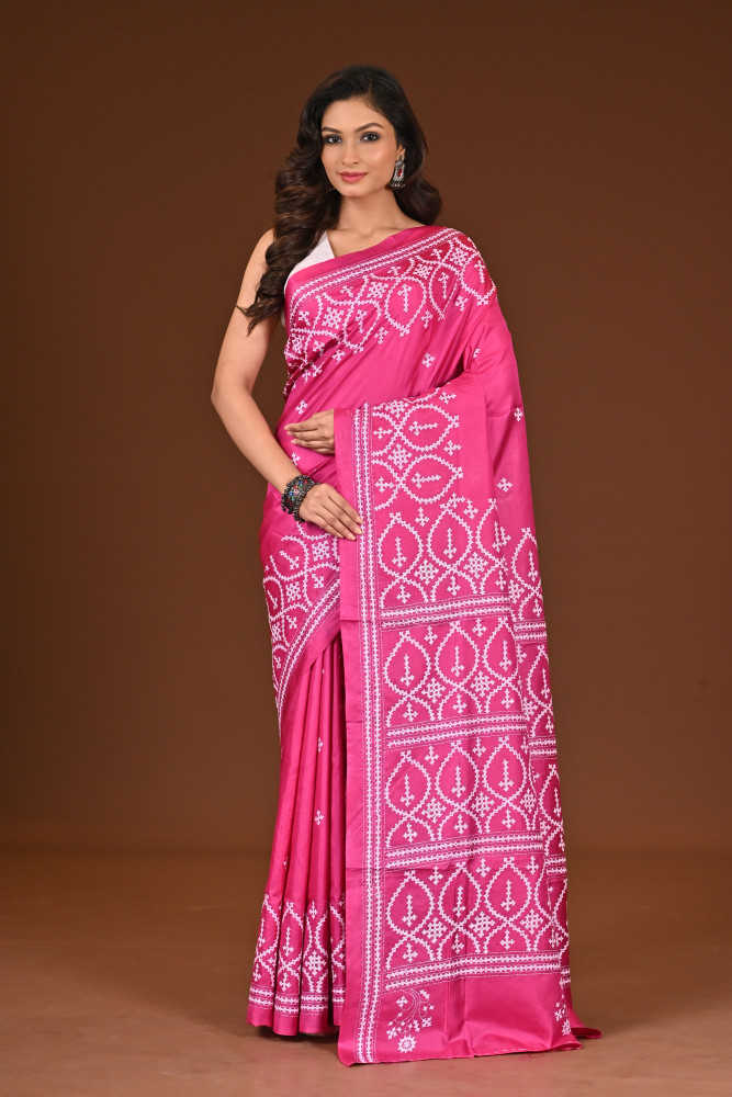 Image of PURE SILK KANTHA SAREE