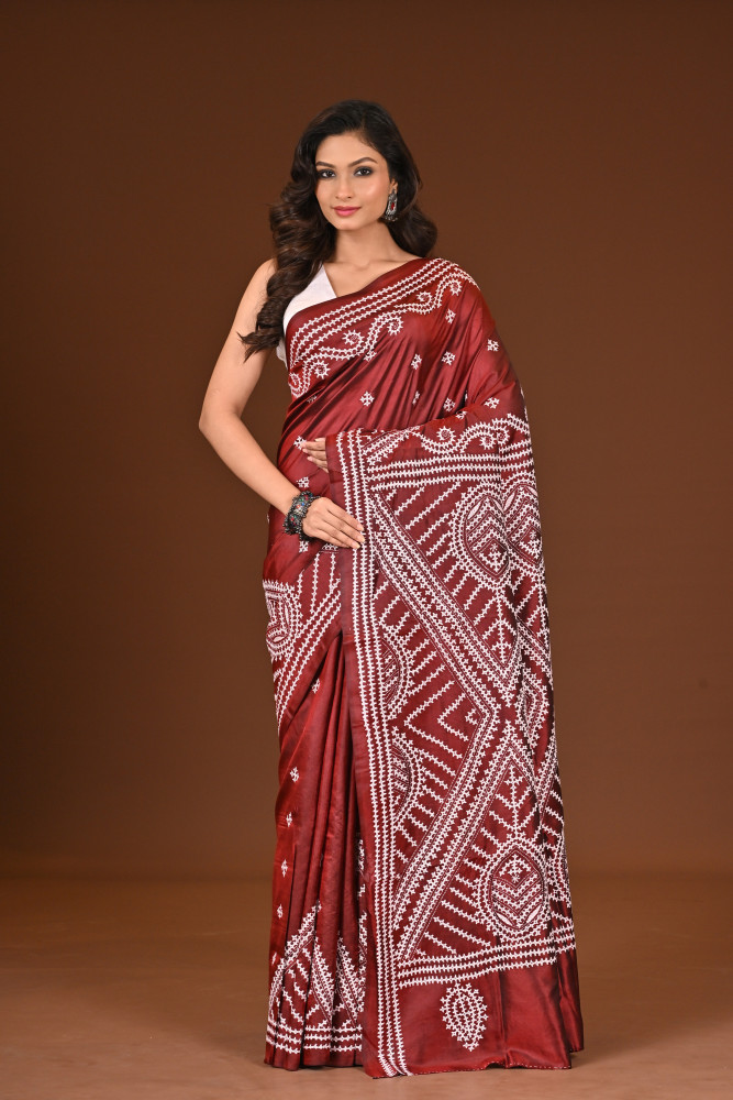 Image of PURE SILK KANTHA SAREE