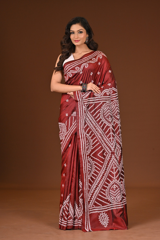 PURE SILK KANTHA SAREE