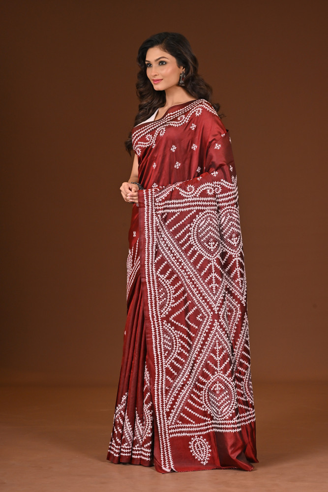 PURE SILK KANTHA SAREE