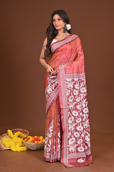 RANGAMRITTIKA BLENDED SILK KANTHA SAREE