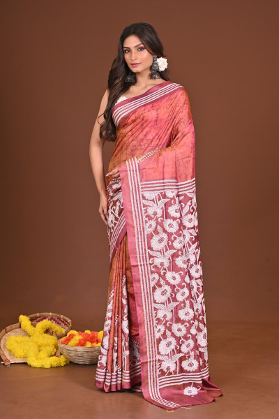 RANGAMRITTIKA BLENDED SILK KANTHA SAREE