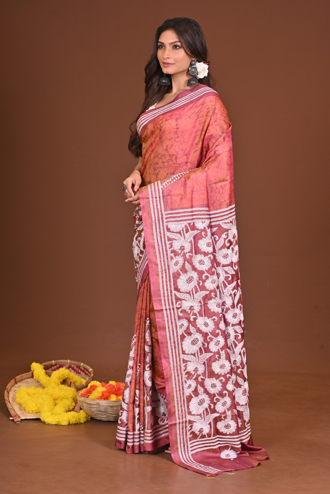 RANGAMRITTIKA BLENDED SILK KANTHA SAREE