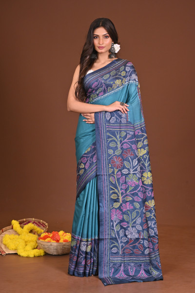 RANGINI BLENDED SILK KANTHA SAREE