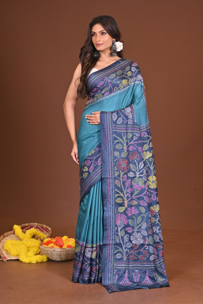 RANGINI BLENDED SILK KANTHA SAREE