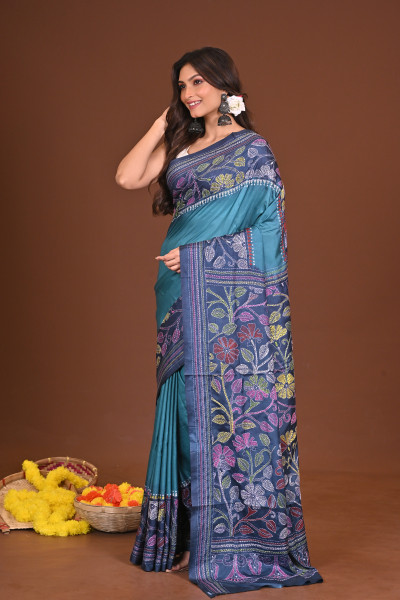 RANGINI BLENDED SILK KANTHA SAREE