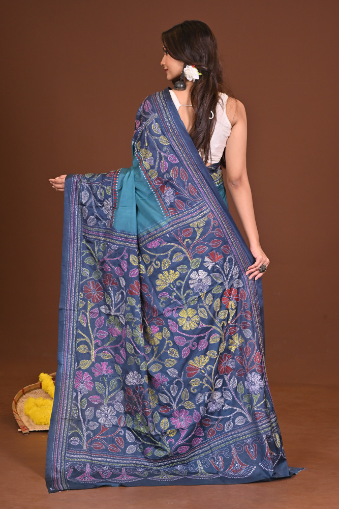 RANGINI BLENDED SILK KANTHA SAREE