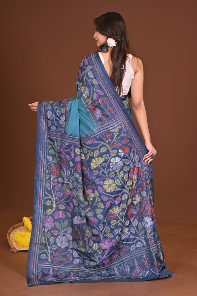 RANGINI BLENDED SILK KANTHA SAREE
