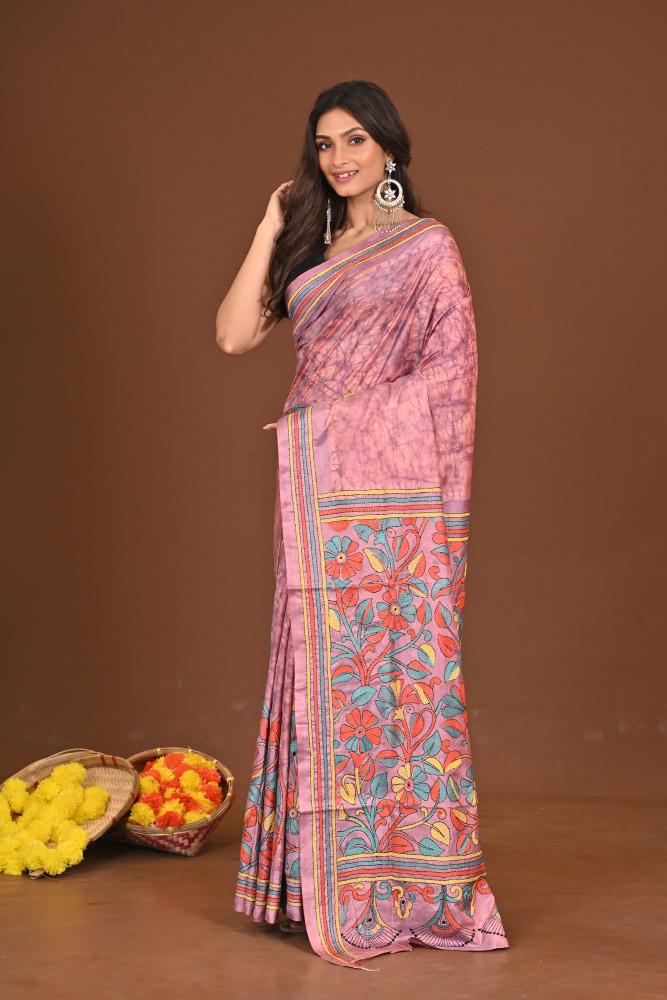 RANGIYEDIYO BLENDED SILK KANTHA SAREE
