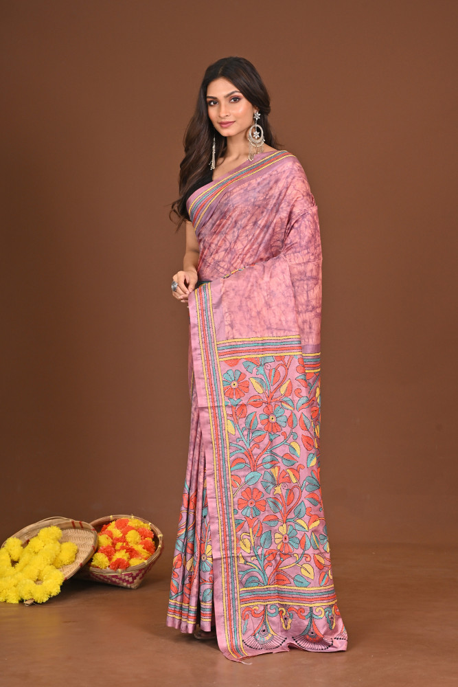 RANGIYEDIYO BLENDED SILK KANTHA SAREE
