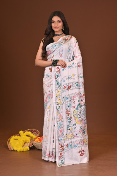 RANGMONI BLENDED SILK KANTHA SAREE