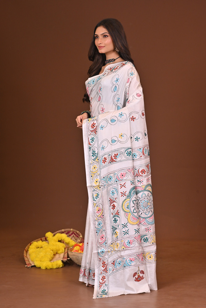 RANGMONI BLENDED SILK KANTHA SAREE