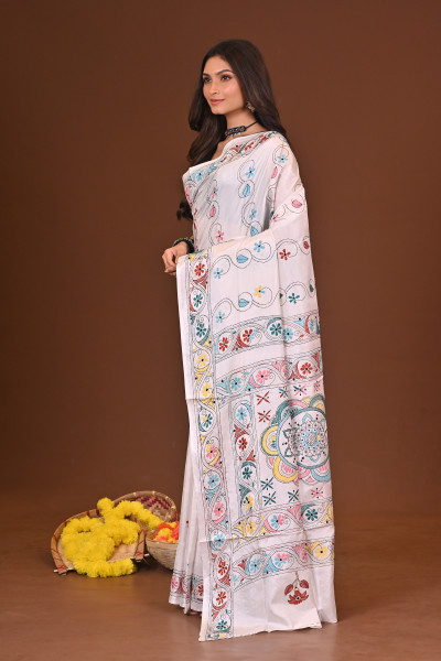 RANGMONI BLENDED SILK KANTHA SAREE