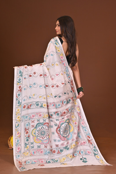 RANGMONI BLENDED SILK KANTHA SAREE