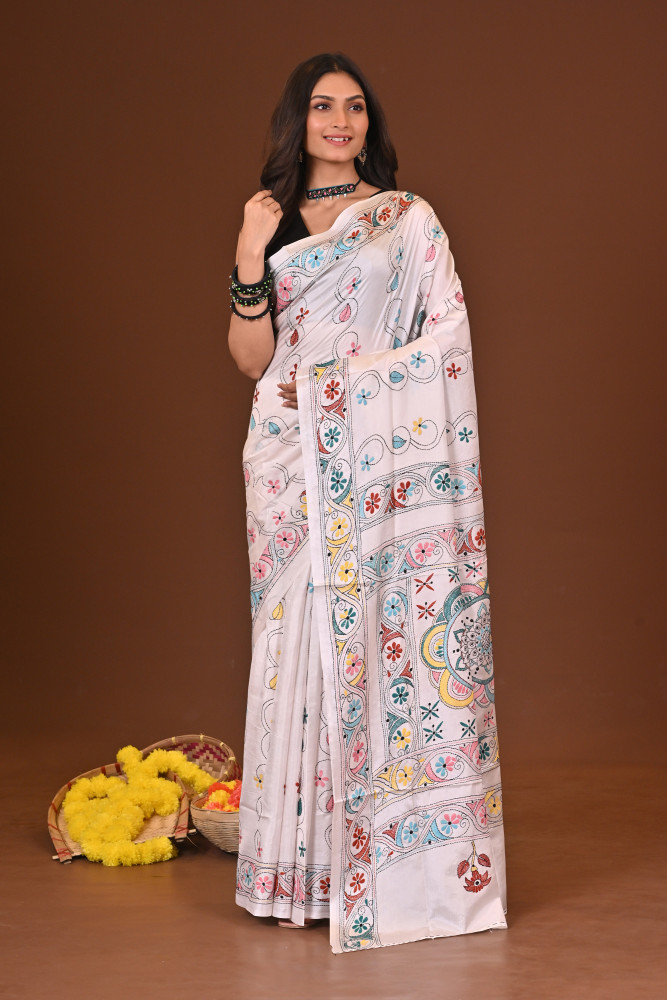 RANGMONI BLENDED SILK KANTHA SAREE