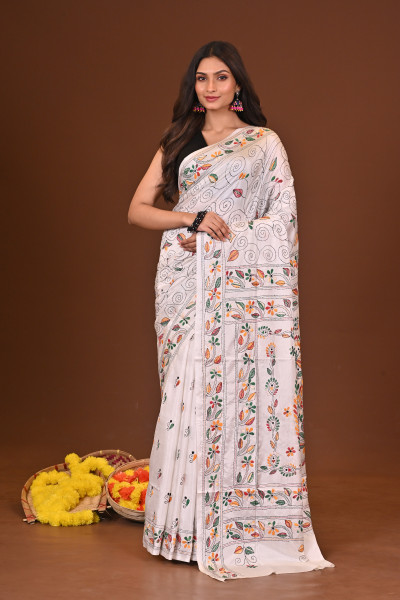 RANGTARA BLENDED SILK KANTHA SAREE