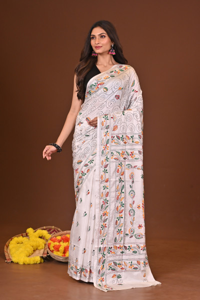RANGTARA BLENDED SILK KANTHA SAREE