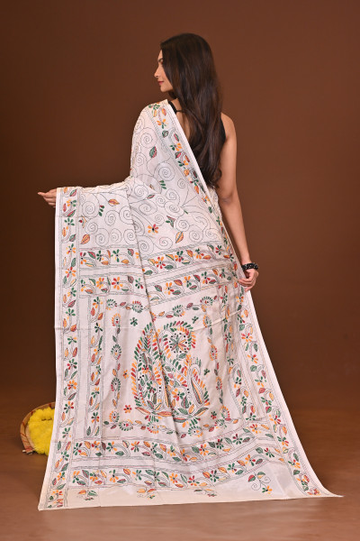 RANGTARA BLENDED SILK KANTHA SAREE