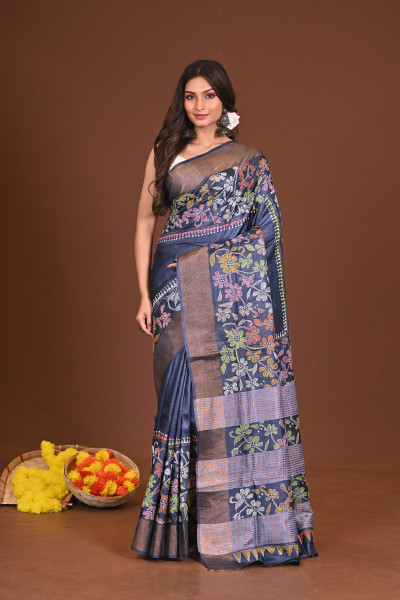 RATRINEELKOTHA JARI TUSSAR DIY KANTHA SAREE