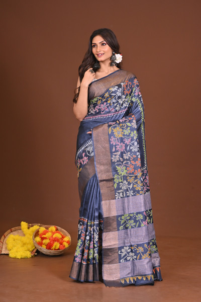 RATRINEELKOTHA JARI TUSSAR DIY KANTHA SAREE