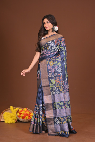 RATRINEELKOTHA JARI TUSSAR DIY KANTHA SAREE