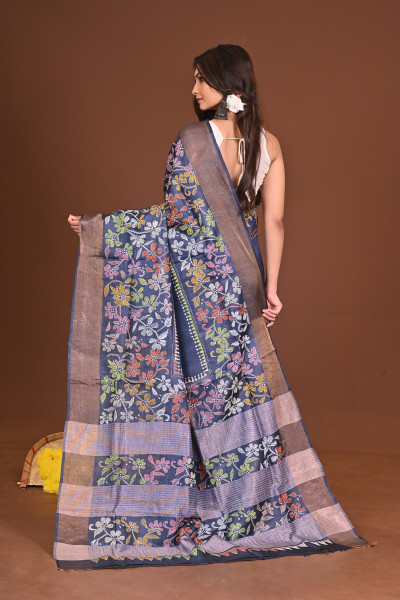 RATRINEELKOTHA JARI TUSSAR DIY KANTHA SAREE