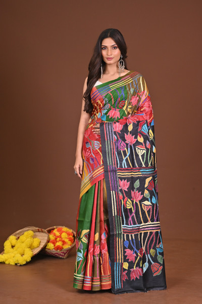 RONGBHOOMI GACHI SILK KANTHA SAREE