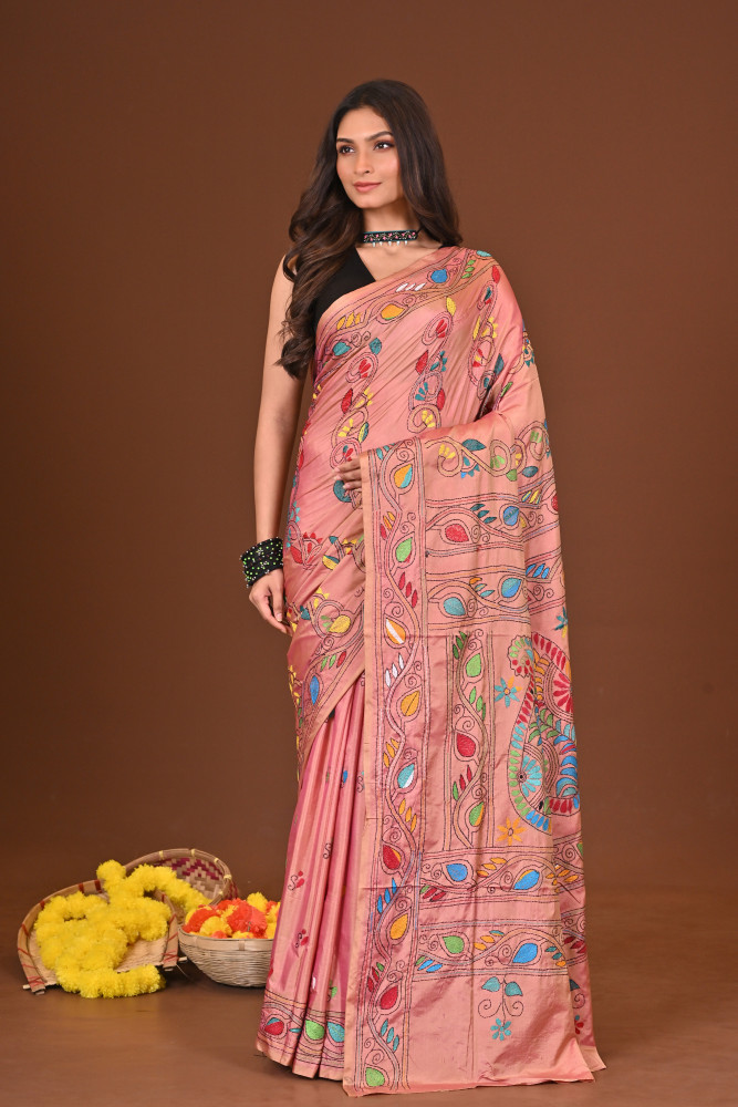 RONGMELA BLENDED SILK KANTHA SAREE