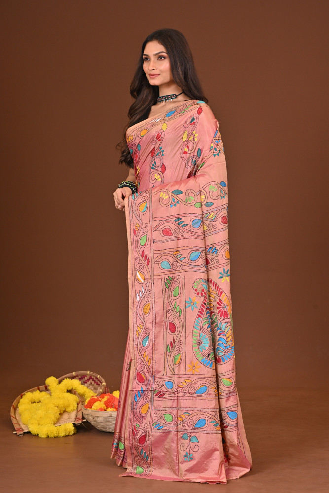 RONGMELA BLENDED SILK KANTHA SAREE
