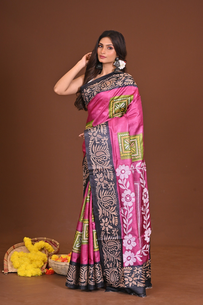RONGTULIKA TUSSAR DIY KANTHA SAREE