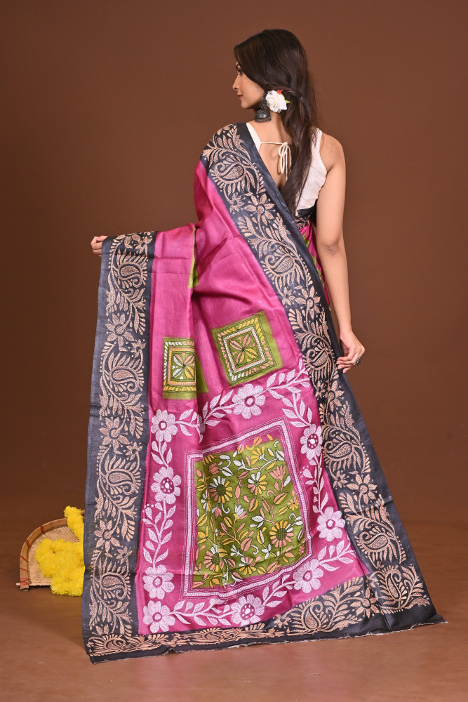 RONGTULIKA TUSSAR DIY KANTHA SAREE