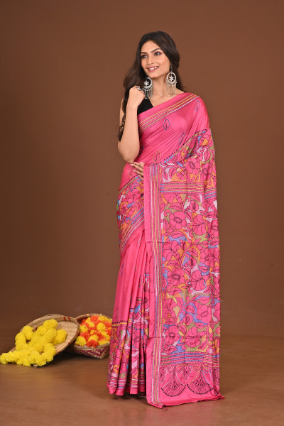 RUPALIROJONIGANDHA BLENDED SILK KANTHA SAREE