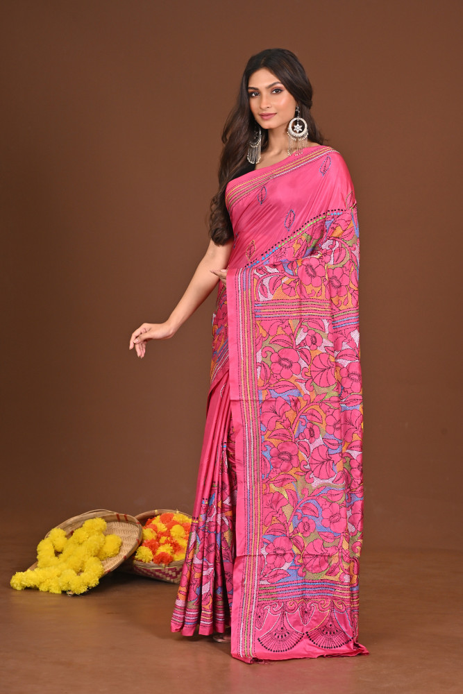 RUPALIROJONIGANDHA BLENDED SILK KANTHA SAREE