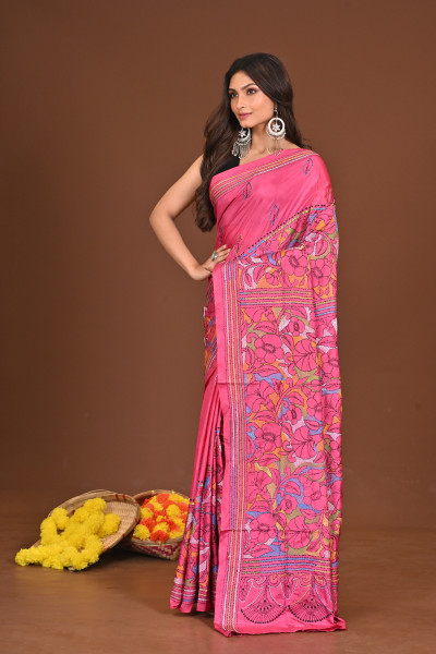 RUPALIROJONIGANDHA BLENDED SILK KANTHA SAREE
