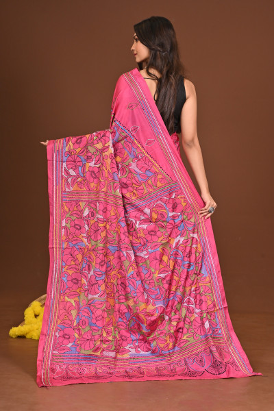 RUPALIROJONIGANDHA BLENDED SILK KANTHA SAREE