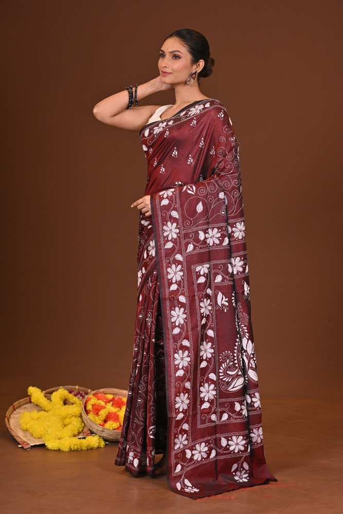 SAANJPRIYA BLENDED SILK KANTHA SAREE