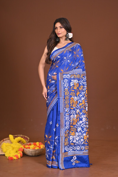 SAMUDRIKASAAJ BLENDED SILK KANTHA SAREE