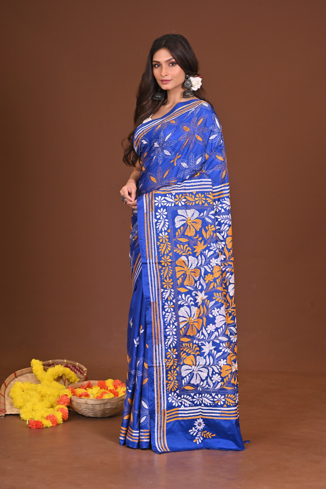 SAMUDRIKASAAJ BLENDED SILK KANTHA SAREE