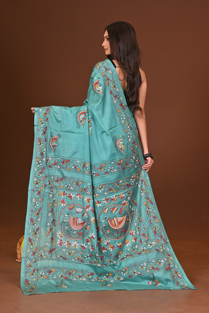 SAPTAPARNA BLENDED SILK KANTHA SAREE