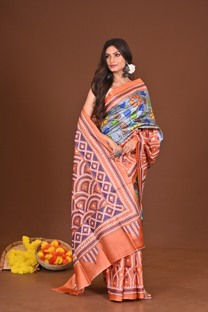 SAPTARANGSAAJ TUSSAR FUSION KANTHA SAREE