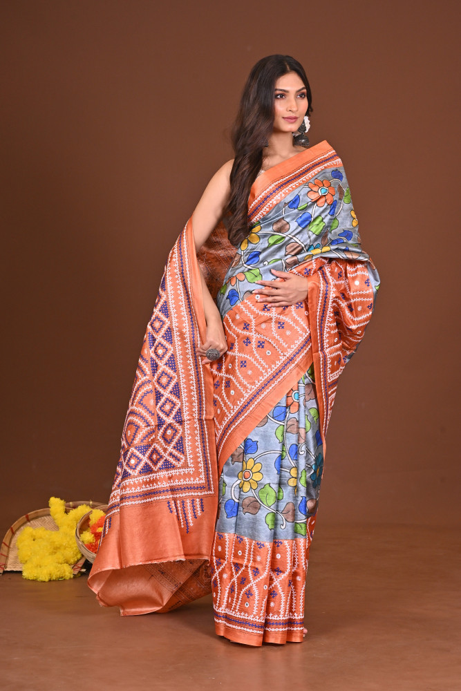 SAPTARANGSAAJ TUSSAR FUSION KANTHA SAREE