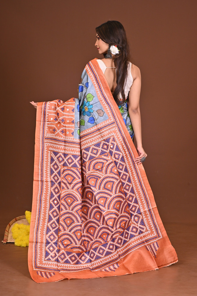 SAPTARANGSAAJ TUSSAR FUSION KANTHA SAREE