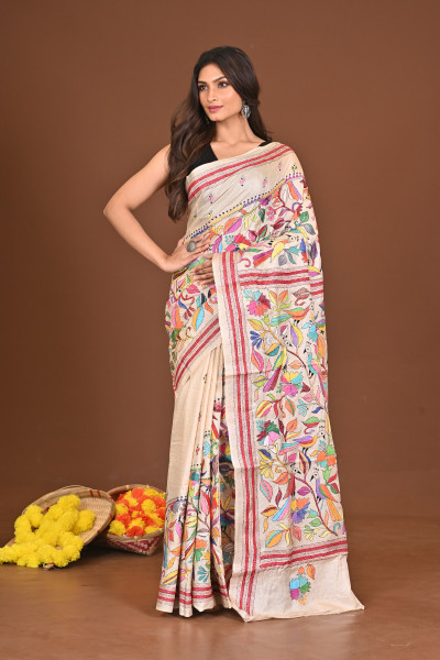 SHAANTASHARODINI PURE SILK KANTHA SAREE