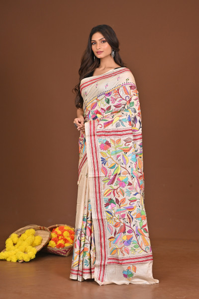 SHAANTASHARODINI PURE SILK KANTHA SAREE