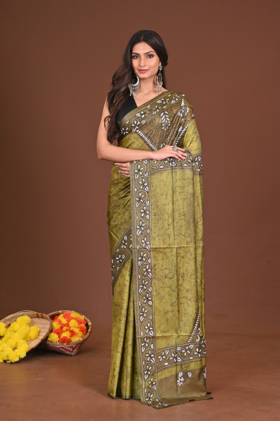 SHARODIYA BLENDED SILK KANTHA SAREE