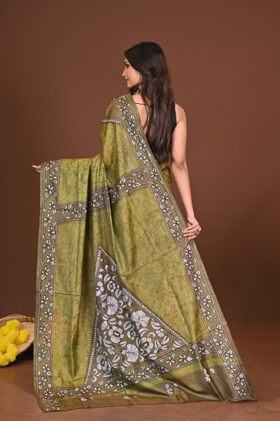 SHARODIYA BLENDED SILK KANTHA SAREE