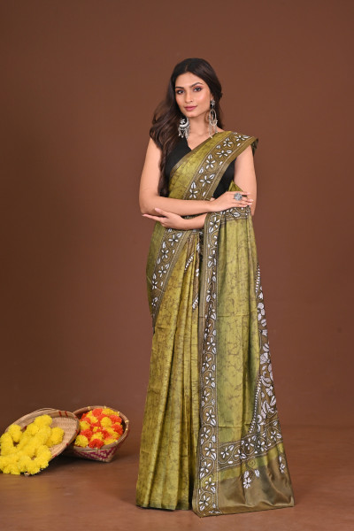 SHARODIYA BLENDED SILK KANTHA SAREE