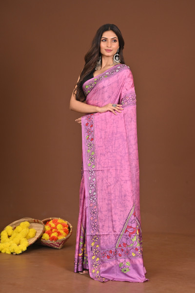 SHARODIYASROT BLENDED SILK KANTHA SAREE